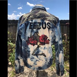 YEEZUS distress printed jean jacket